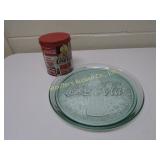 Coca Cola glass server and tin