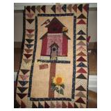 Quilted runner - Birdhouse - Quilted and created