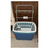 TOTE, 2 LAUNDRY BASKETS, SHOWER RACK