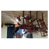 DINING TABLE, 2 LEAVES, 1 CAPTAIN CHAIR, 4 D