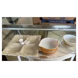 MCM TABLE TRAY, PYREX BOWLS, BAKING DISH