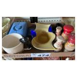 BUTTER COVER, WOOD SALT, PEPPER SHAKERS, ART