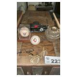 GLASSES, BASEBALLS, CAR, LAMP BASE