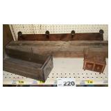 RAILROAD SPIKE RACK, DRAWER, WOOD BOXES