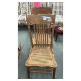 2 WOOD & CANE KITCHEN CHAIRS