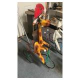 METAL ART GIRAFFE RIDING TRICYCLE PLANTER