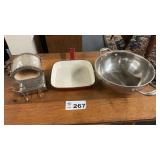 SKILLET, THOMPSON HEATER, LARGE HANDLED BOWL