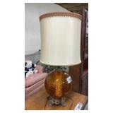 MCM AMBER BUBBLE OPTIC GLASS TABLE LAMP, BASE