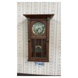 WALNUT & BRASS WALL CLOCK