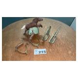 GLASS HORSE. SHADE, SPURS, STIRRUPS