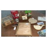 SALT & PEPPERS, CIGAR BOXES, TIN, POST CARDS
