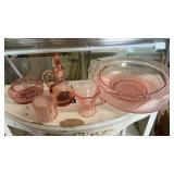 PINK DEPRESSION GLASS DISHES