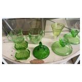 GREEN DEPRESSION GLASS DISHES