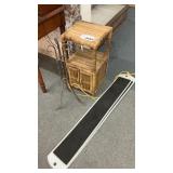 SMALL WICKER TABLE, GAZING BALL STAND, SLEDS