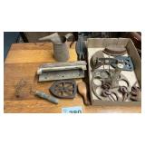 IRONS, TRIVETS, OIL CAN, CASTERS, MISC