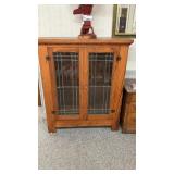 LEADED GLASS CABINET. 51 x 43