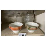 LUSTER WARE MIXING BOWLS, JUGS
