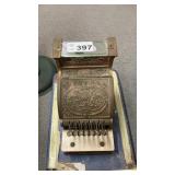 VINTAGE BRASS ORNATE CASH REGISTER, cart not