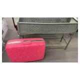 VICTORIAN WICKER PLANTER, PINK SUITCASE