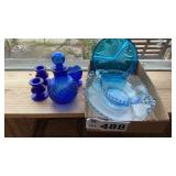 BLUE GLASSWARE PIECES
