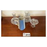 CRYSTAL CUT DECANTERS, LATVIAN PORCELAIN P