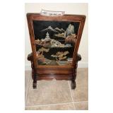 OLD CHINA ROSEWOOD CARVED TABLE PLAQUE STAND 21