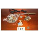 BRASS WIND CHIME, DAGGER & SHEATH, CRYSTAL BOWL W