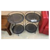 2 METAL SIDE TABLES 24 inches tall