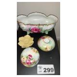 HAND PAINTED, SIGNED PORCELAIN TRINKET BOXES,