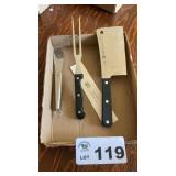 ZWILLING CLEAVER, RADA FORK, ONIEDA CAKE SPREADER