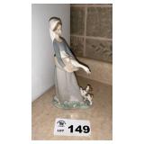 LLADRO PORCELAIN FIGURINE, GIRL W GOOSE & DOG