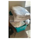 TOTE OF SHEETS, BLANKETS