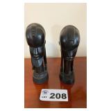 AFRICAN HAND CARVED EBONY WOOD TRIBAL HEAD BUSTS