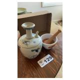MORTAL, PESTLE, POTTERY TEAPOT