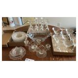 VINTAGE CAMBRIDGE ROSEPOINT ETCHED STEMWARE,