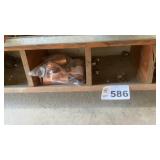9 BINS OF FITTINGS, LARGE CHECK VALVES, SWEAT,