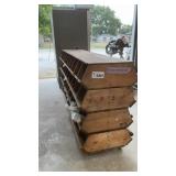 WOOD BIN RACK, 78 INCHES LONG, CONTENTS NOT