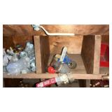 9 BINS OF FITTINGS, UNIONS VALVES, COPPER