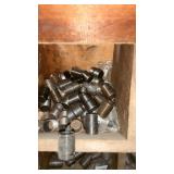 9 BINS, 3/4 PIPE NIPPLES, CLOSE TO8 INCH, BINS