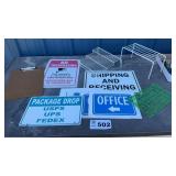 PLASTIC & METAL SIGNS, RACKS, CLIP BOARD