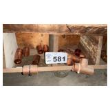 9 BINS OF COPPER FITTINGS, REDUCERS, ELBOWS, T,