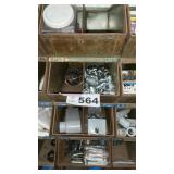 5 METAL BINS W CONTENTS -BIN SZ 9w x 16 d