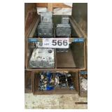 2 METAL BINS W CONTENTS -BIN SZ 9w x 16 d