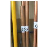 4 PIECES, 1 INCH  COPPER PIPE, 1 PIECE SHORT 1 1/4