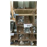 5 METAL BINS W CONTENTS -BIN SZ 9w x 16 d