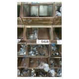 5 METAL BINS W CONTENTS -BIN SZ 9w x 16 d