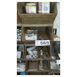 5 METAL BINS W CONTENTS -BIN SZ 9w x 16 d
