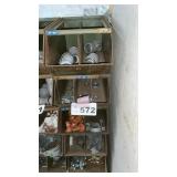 5 METAL BINS W CONTENTS -BIN SZ 9w x 16 d