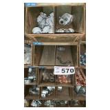 5 METAL BINS W CONTENTS -BIN SZ 9w x 16 d
