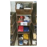 5 METAL BINS W CONTENTS -BIN SZ 9w x 16 d